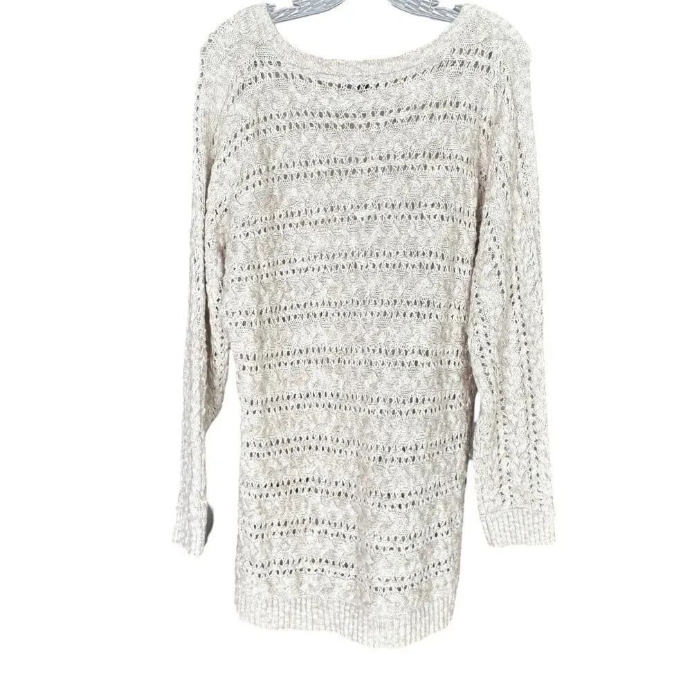 I.N.C Women's Long Pullover Sweater - Long Sleeve Oatmeal/Light Tan Size XL